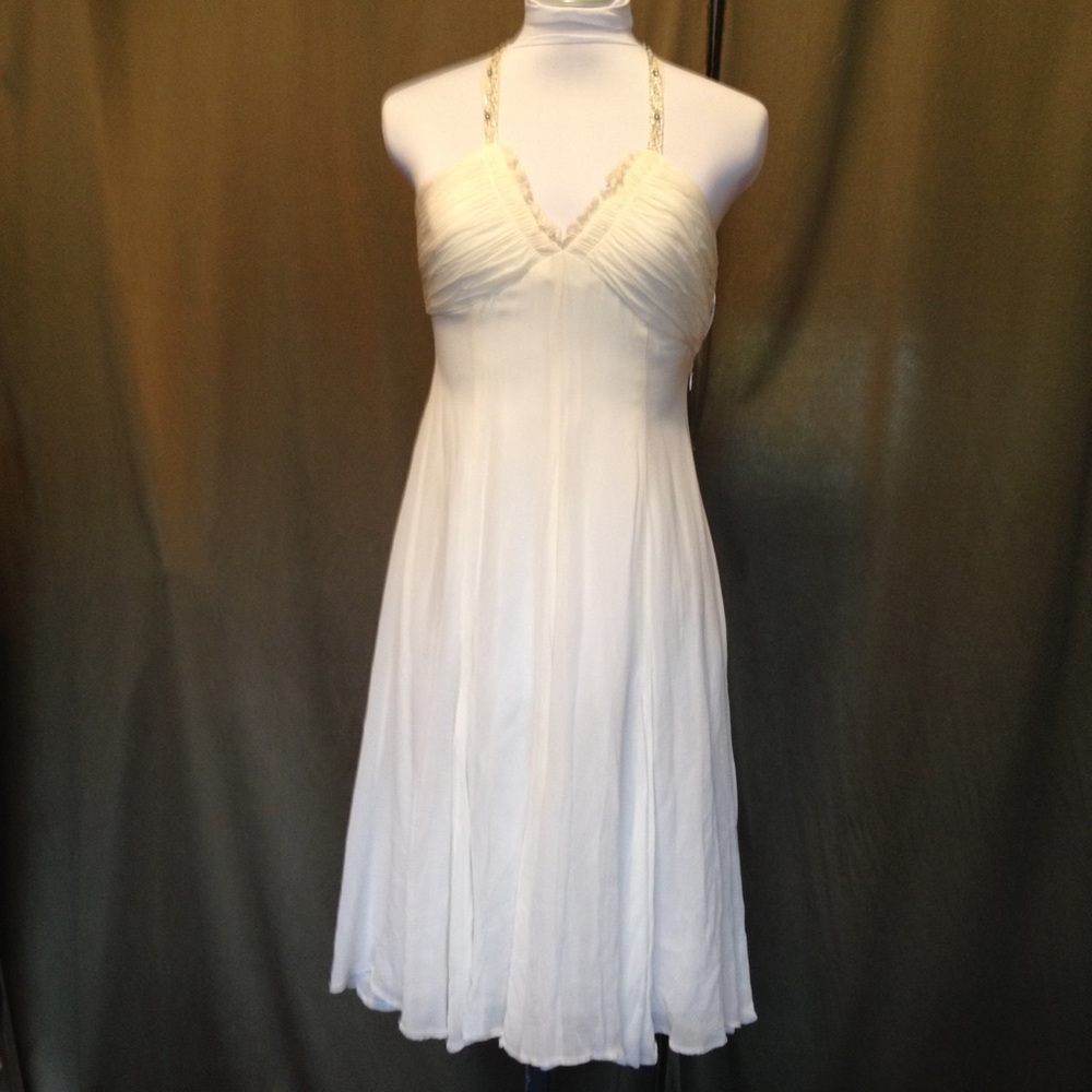 BCBGMaxAzria White Halter Prom Dress